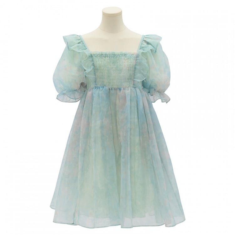 Green Short/Long Sleeves Short Bow with Sweet Detachable Version Dress Big