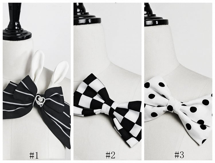 Bunny Pattern Options Brooch Bowknot Theater Ears/Polka Dot/Chess