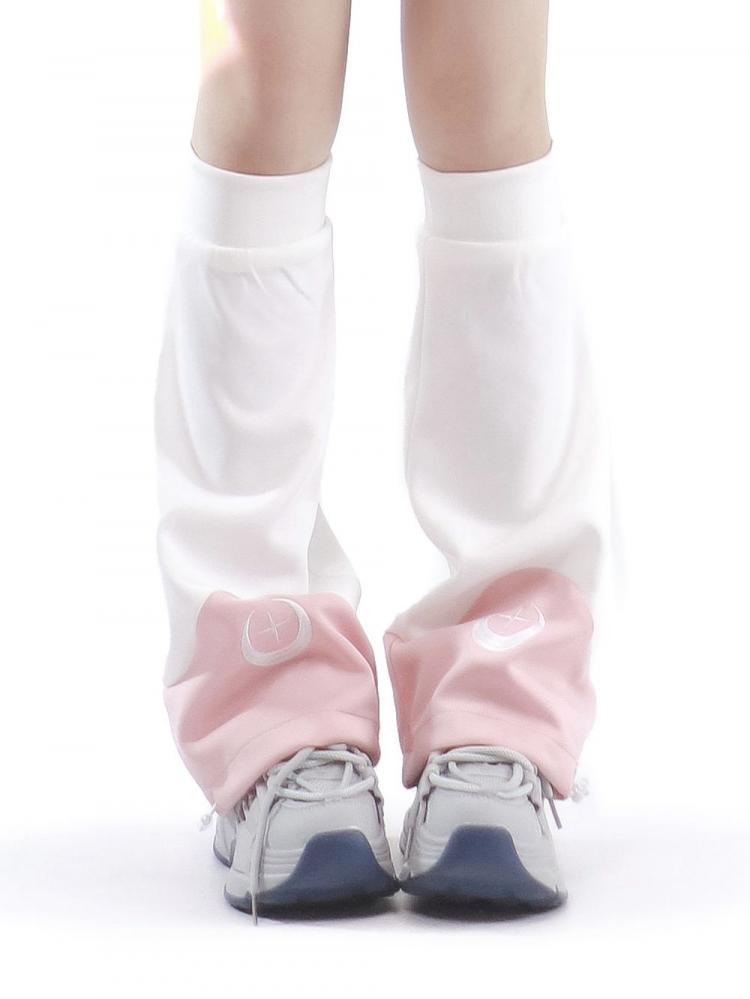 Moon and Star Leg Warmers Pink and White