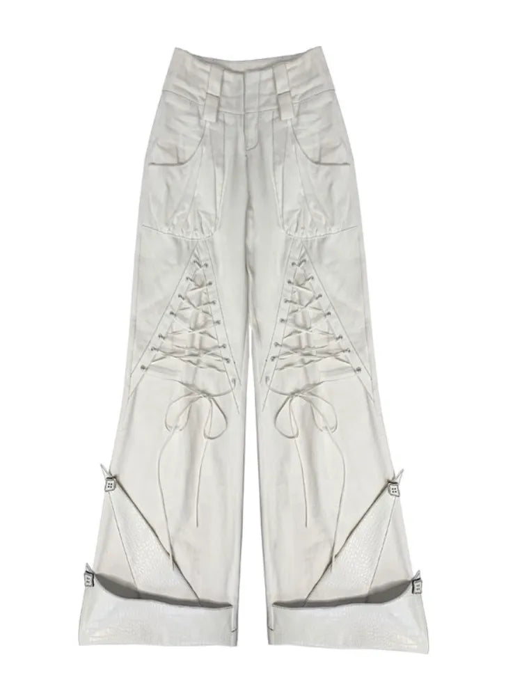 Waistband Denim Details (Waistbelts Double Pants Lace-up White Included) Not