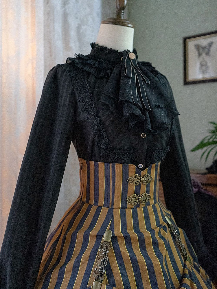 Blouse Gothic Collar / White Dark – Blue) Available Red High Colors Lolita Fabric 4 Washed in Suede (Black