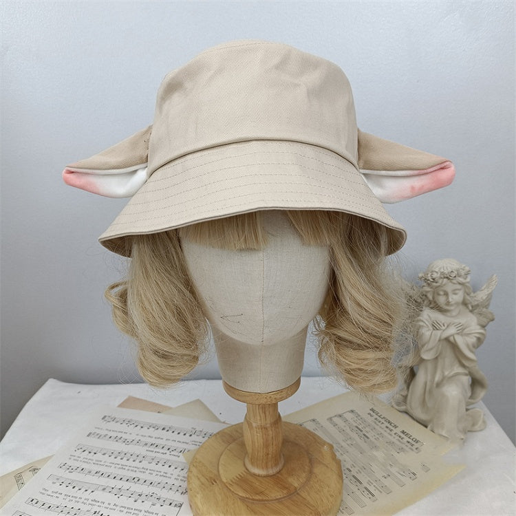 White / Milk Hat Black Ear Tea Design Lamb Bucket
