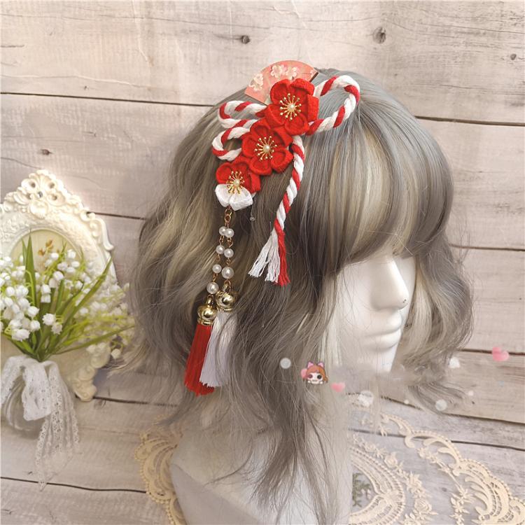 Sakura-Haarspange mit Fächer-Detail und Quasten