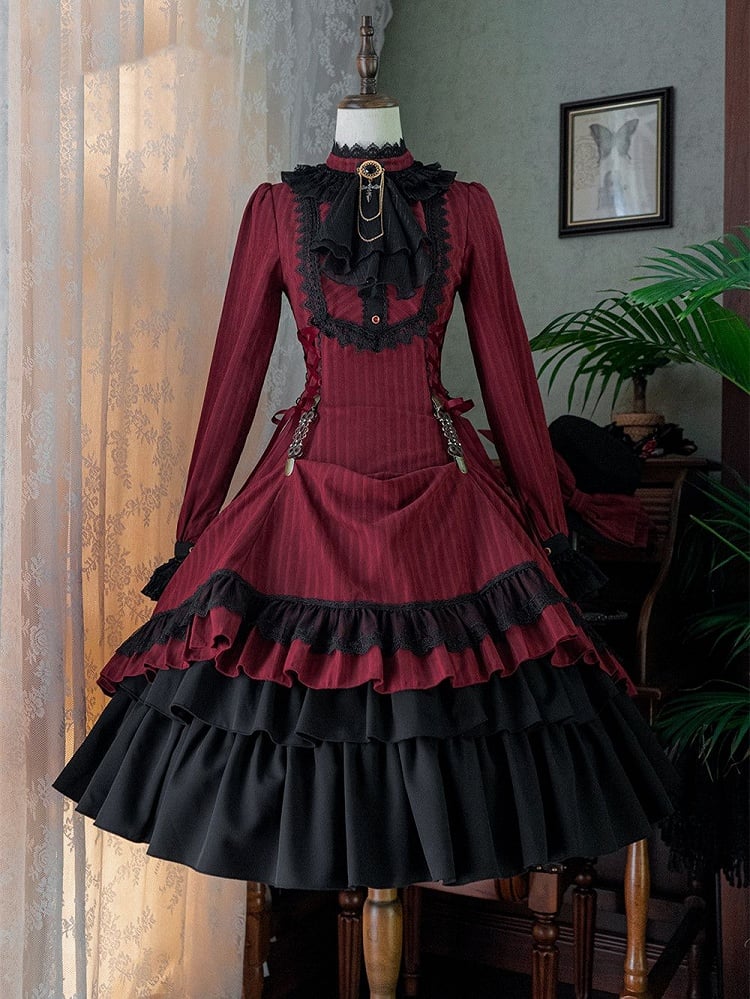 Lolita Collar Gothic with Petite Dress Ruffle