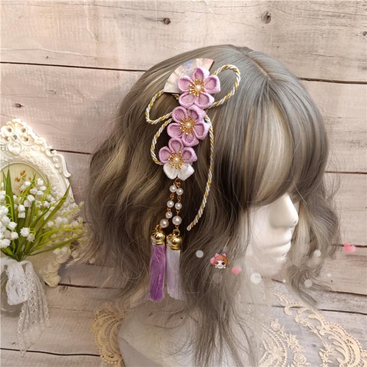 Sakura-Haarspange mit Fächer-Detail und Quasten
