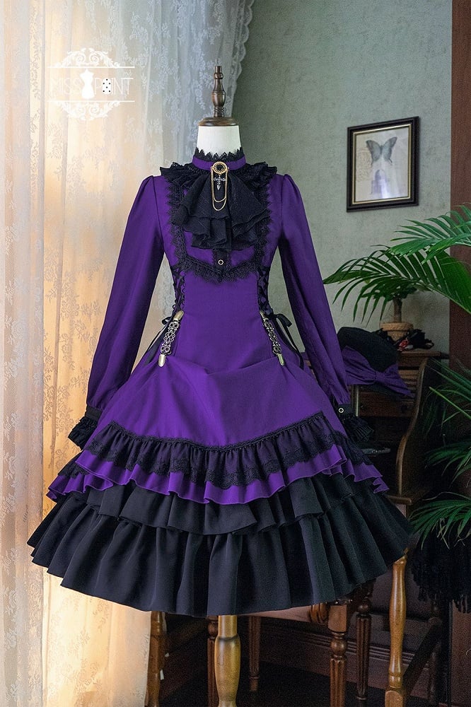 Lolita Collar Gothic with Petite Dress Ruffle