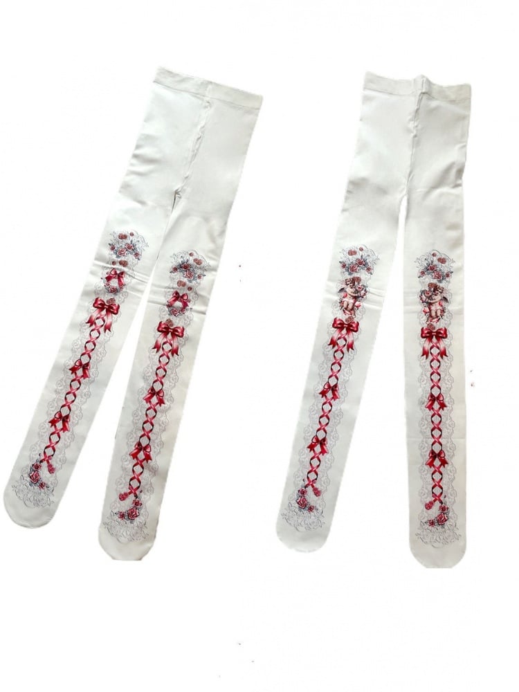 Strumpfhose mit Rose Angel-Print