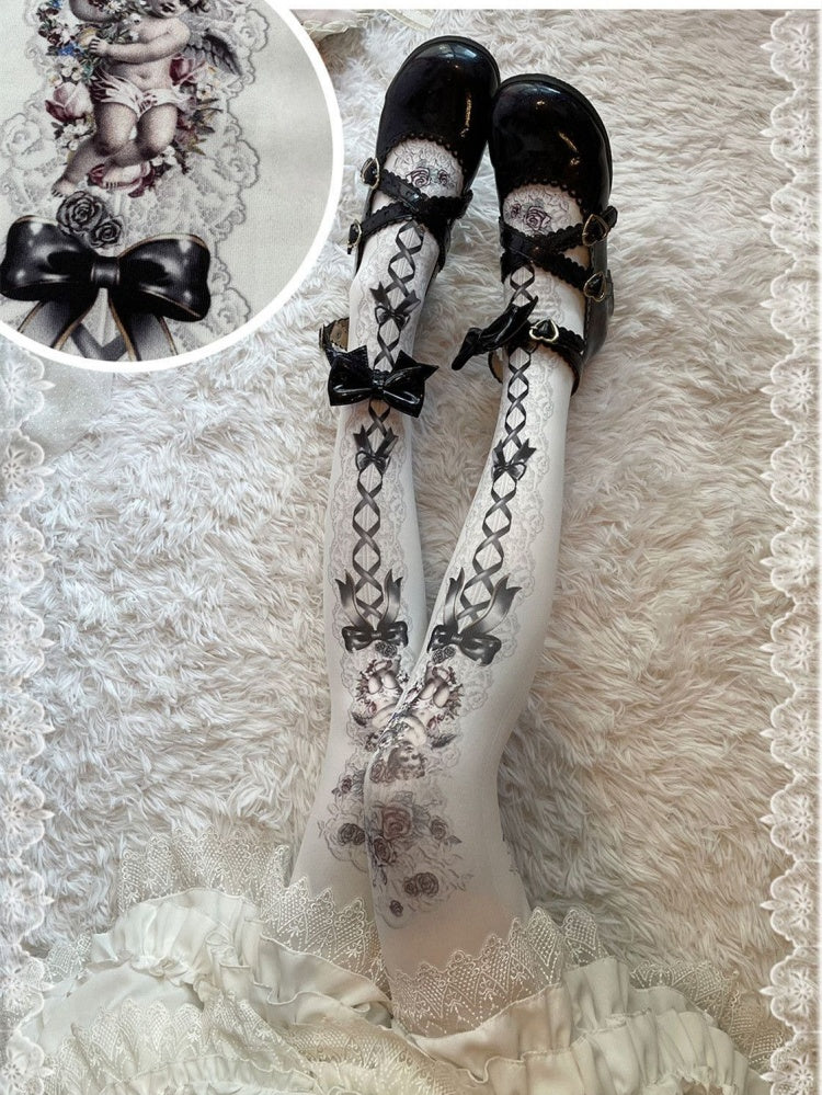Strumpfhose mit Rose Angel-Print