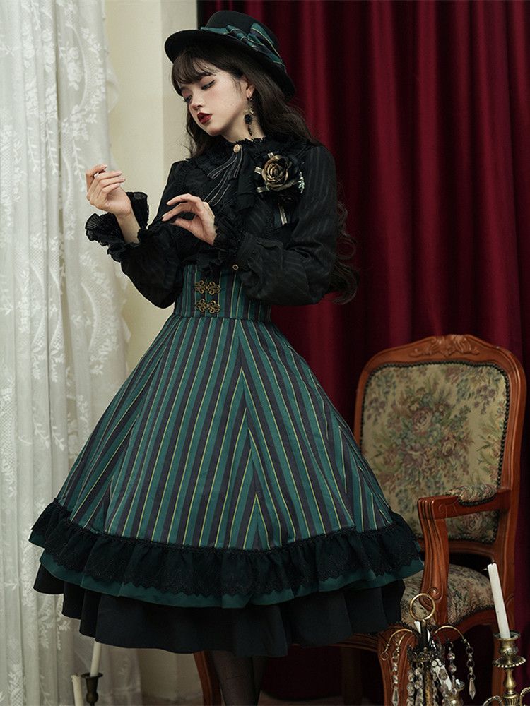 Blouse Gothic Collar / White Dark – Blue) Available Red High Colors Lolita Fabric 4 Washed in Suede (Black