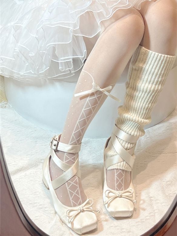 Wickelschuhe Ballett Weiß Elegant Satin Riemchen Knöchel