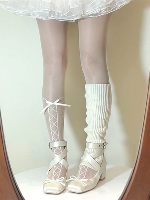 Wickelschuhe Ballett Weiß Elegant Satin Riemchen Knöchel