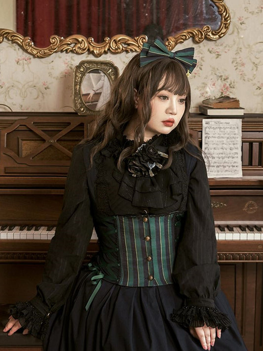 大きな模様のヘアクリップ ポイントストライプ マナー ボウ