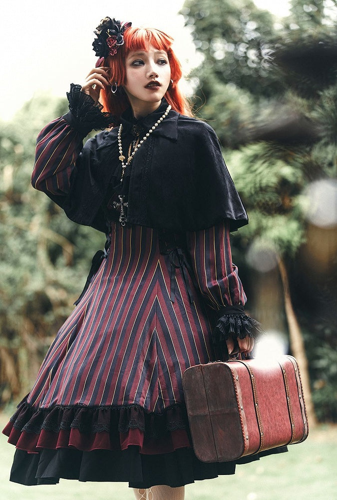 Elegant Cape Autumn Collar Turn-Down Lolita Short Velvet with