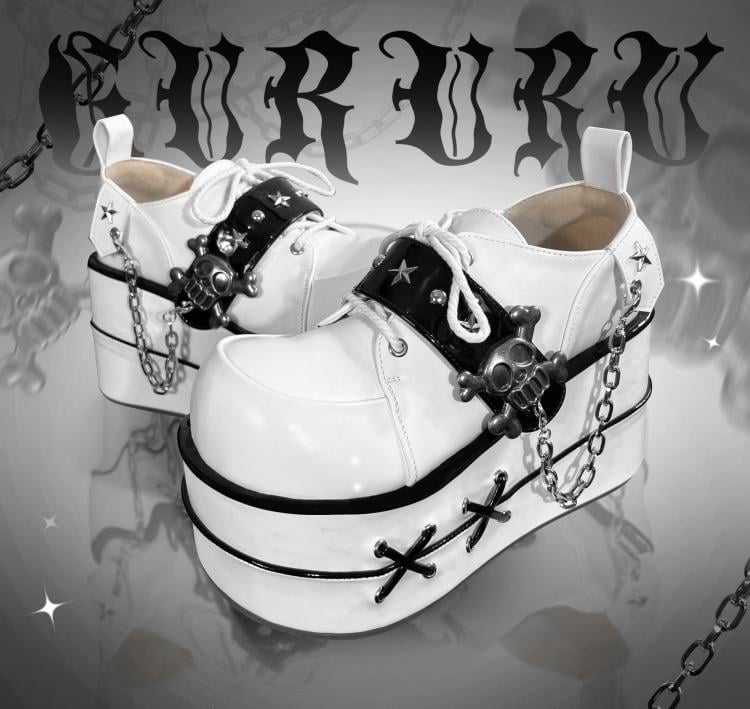 Black and White Star Hunter Pirates Skull Gothic Platforms