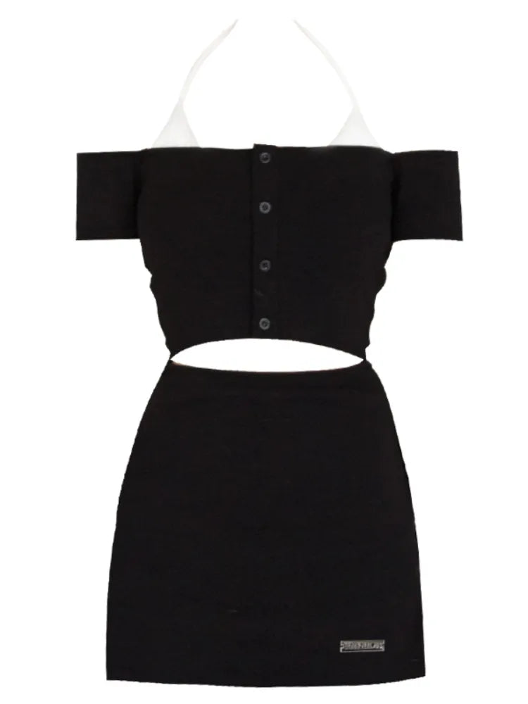 S Waist Dress Bust Halter Neck Cutout Black Clearance 67CM Size - for