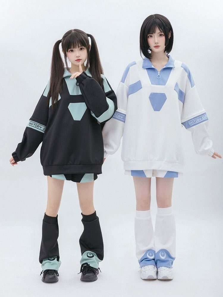 and Warmers Light Embroidery Moon White Tenshi Star Kaiwai Leg Blue