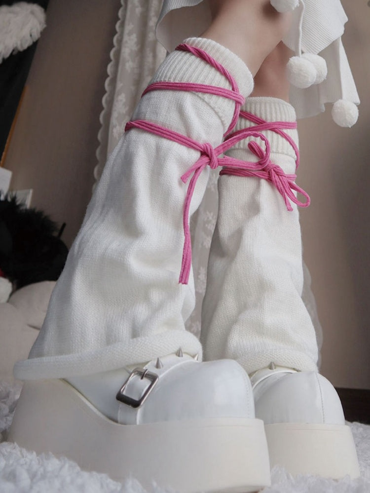 Barbie – Beinwärmer mit rosa Riemen und weißen Streifen