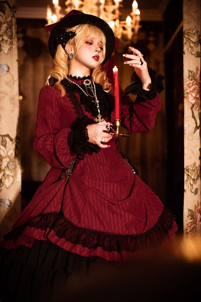 Lolita Collar Gothic with Petite Dress Ruffle