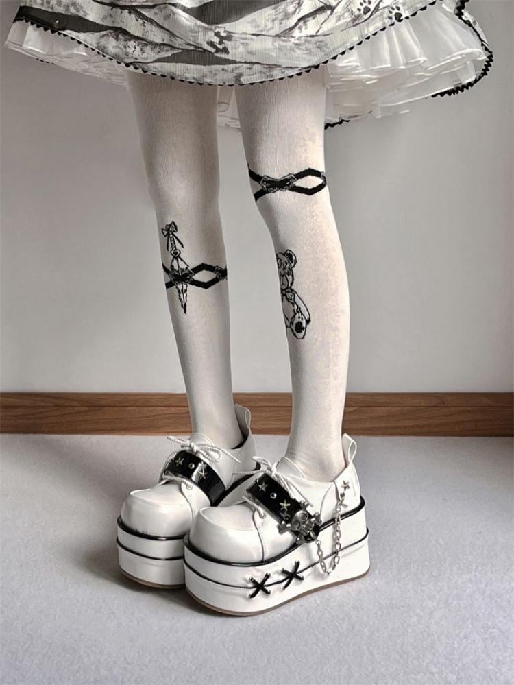 Black and White Star Hunter Pirates Skull Gothic Platforms