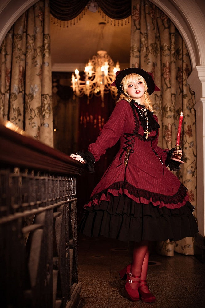 Lolita Collar Gothic with Petite Dress Ruffle