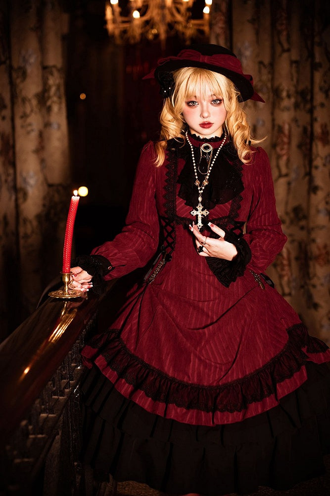 Lolita Collar Gothic with Petite Dress Ruffle