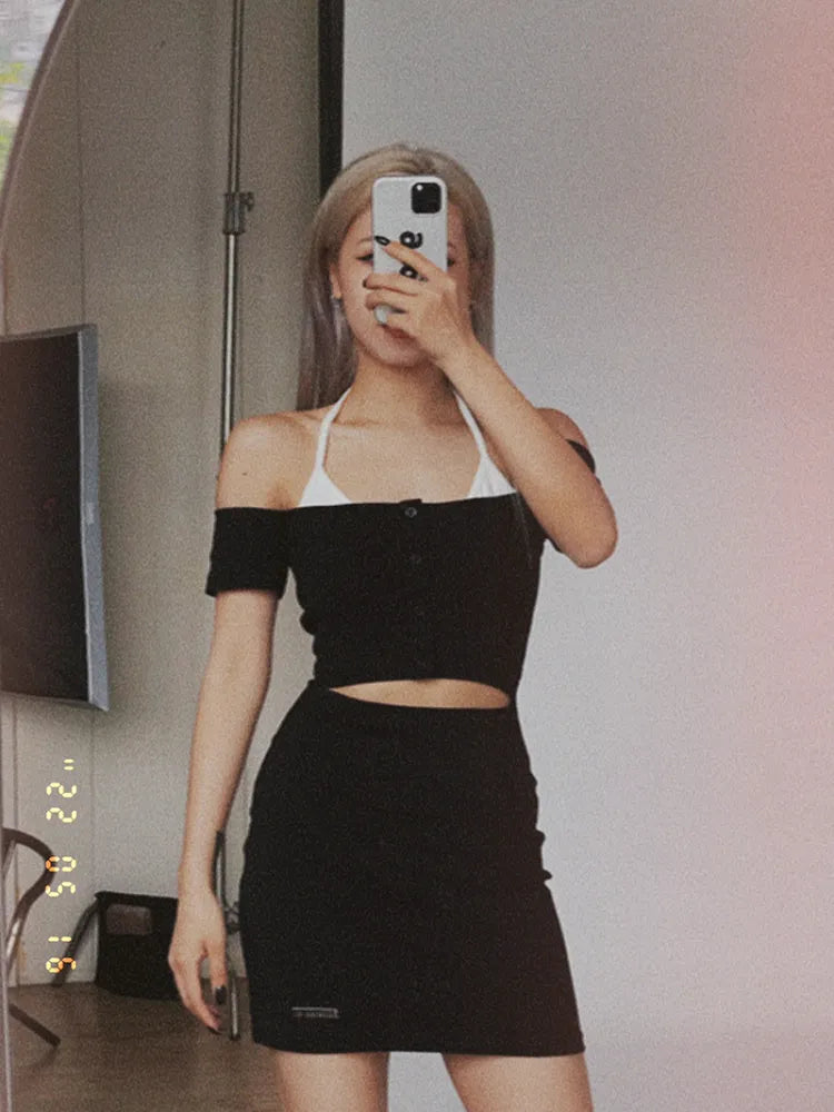 S Waist Dress Bust Halter Neck Cutout Black Clearance 67CM Size - for