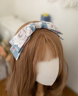 ダスティブルーのストロベリーとローズのスクエアネックラインのエレガントクラシックロリータJSKドレス