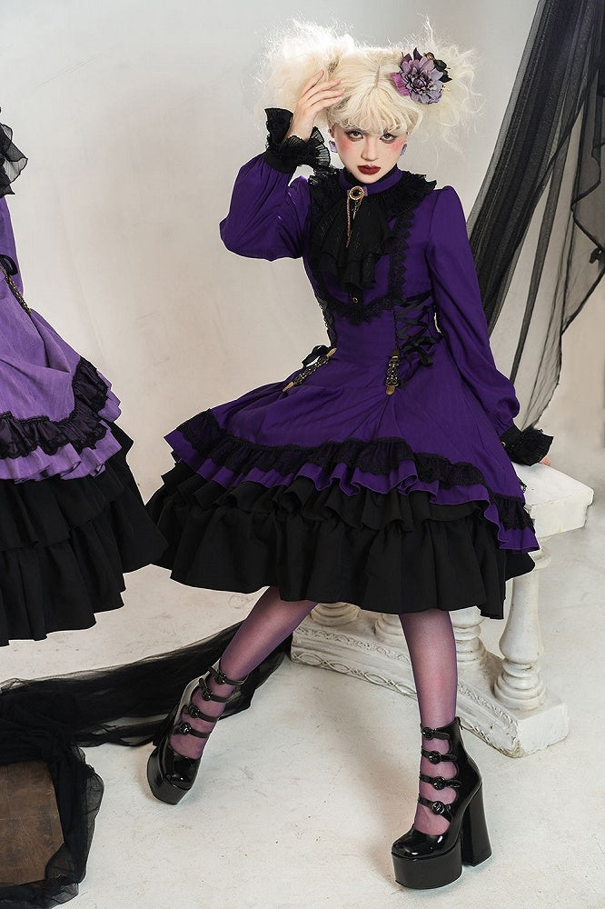 Lolita Collar Gothic with Petite Dress Ruffle
