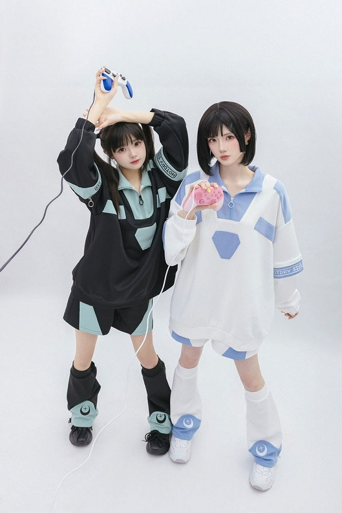 and Warmers Light Embroidery Moon White Tenshi Star Kaiwai Leg Blue