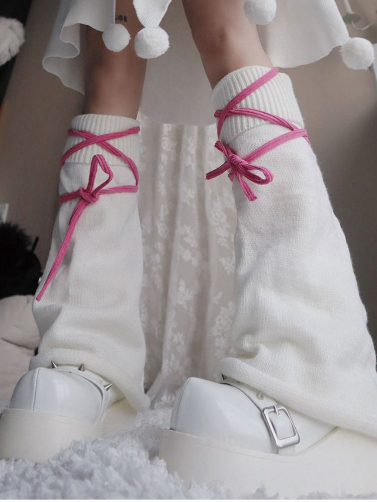 Barbie – Beinwärmer mit rosa Riemen und weißen Streifen