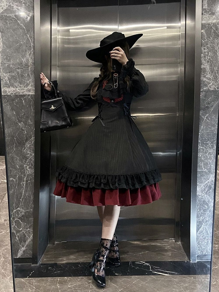 Lolita Collar Gothic with Petite Dress Ruffle