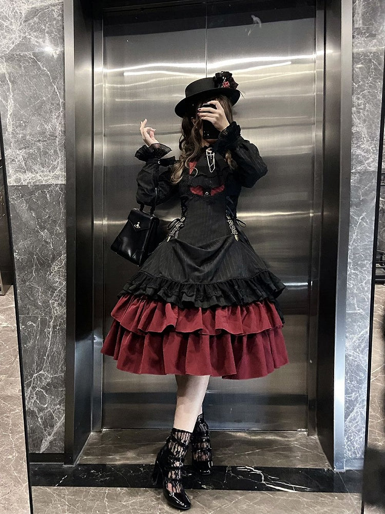 Lolita Collar Gothic with Petite Dress Ruffle