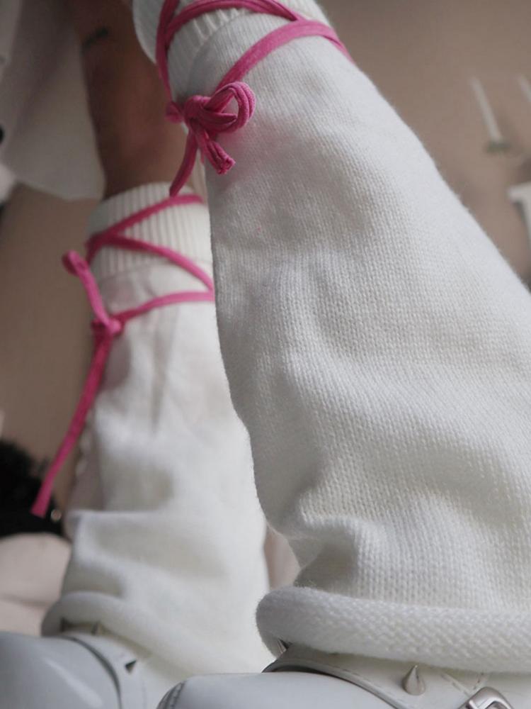 Barbie – Beinwärmer mit rosa Riemen und weißen Streifen