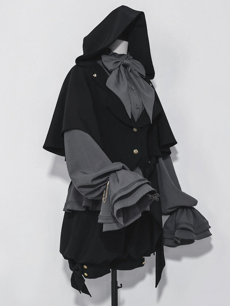 Ears Black Bunny Jacket Ouji Hood Oversized with Fashion