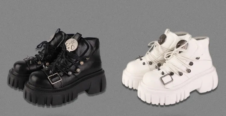 Studs Platforms White Decorated Punk Lolita Skull PU Star