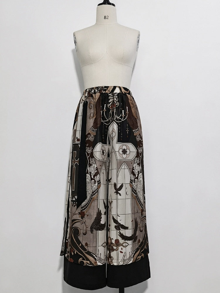Cross Pants Cut Print Command Wide-leg Night