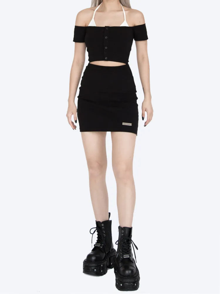 S Waist Dress Bust Halter Neck Cutout Black Clearance 67CM Size - for