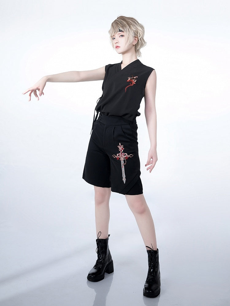 Command Night Shorts Ouji Cross Embroidery Thorn