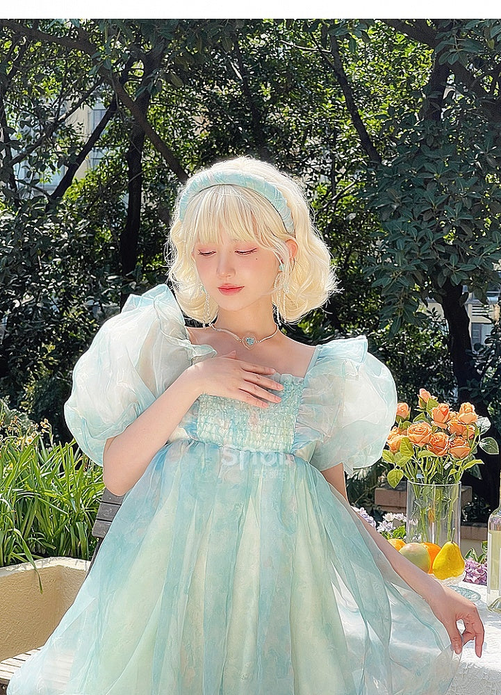 Green Short/Long Sleeves Short Bow with Sweet Detachable Version Dress Big