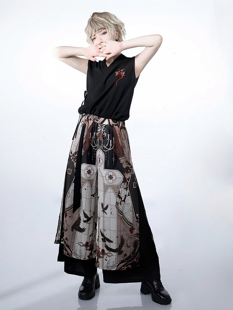 Cross Pants Cut Print Command Wide-leg Night