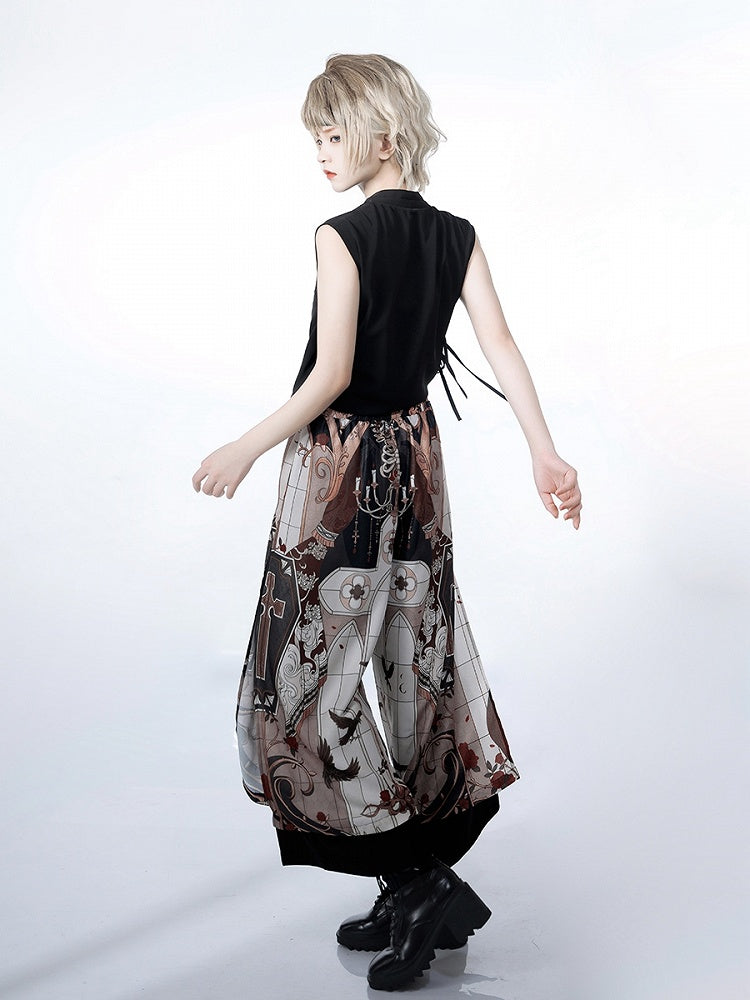 Cross Pants Cut Print Command Wide-leg Night