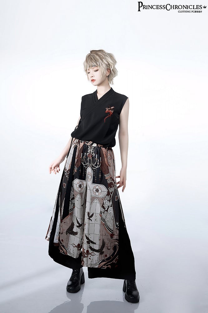 Cross Pants Cut Print Command Wide-leg Night