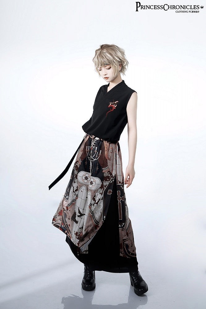 Cross Pants Cut Print Command Wide-leg Night