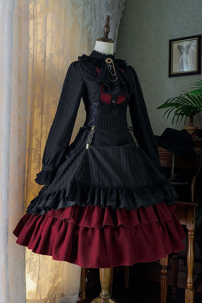 Lolita Collar Gothic with Petite Dress Ruffle