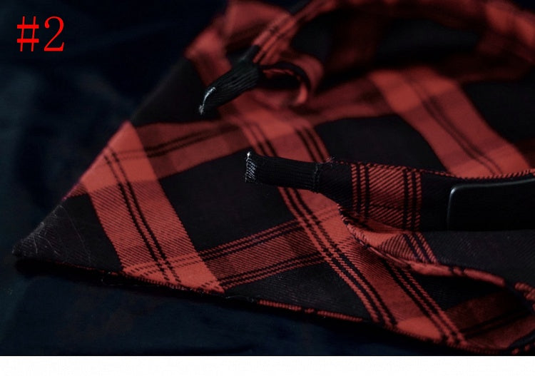 Scarf Pattern Handmade And Plaid Red Triangle KC Black