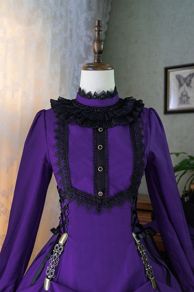 Lolita Collar Gothic with Petite Dress Ruffle