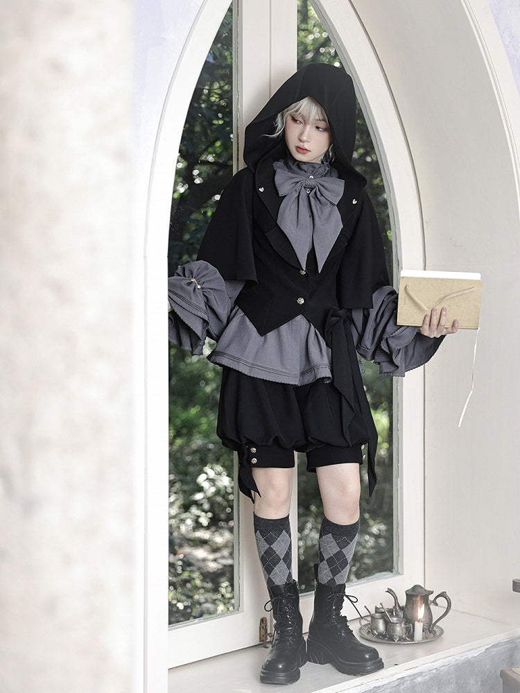 Ears Black Bunny Jacket Ouji Hood Oversized with Fashion