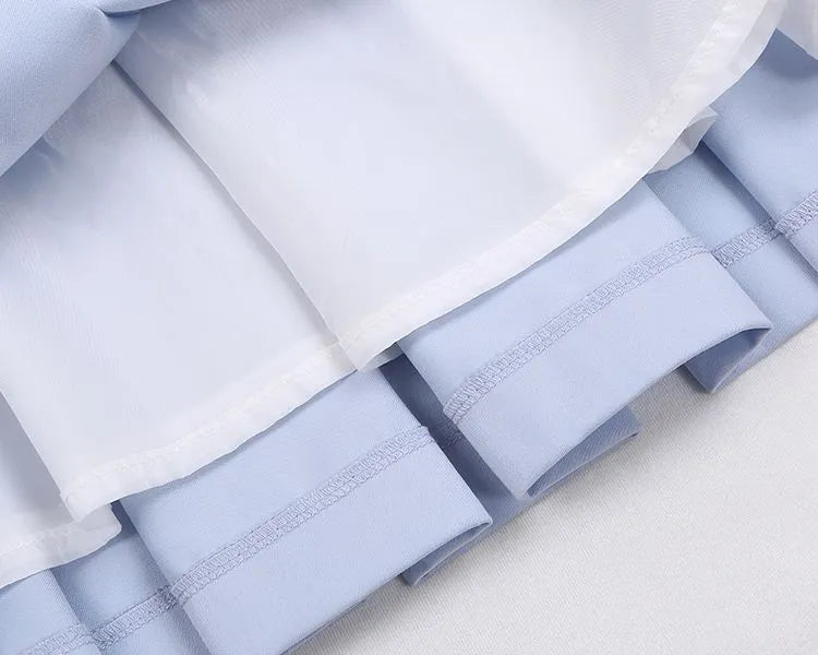 パン刺繍カラーライトリトルピータータイガードレスブルー