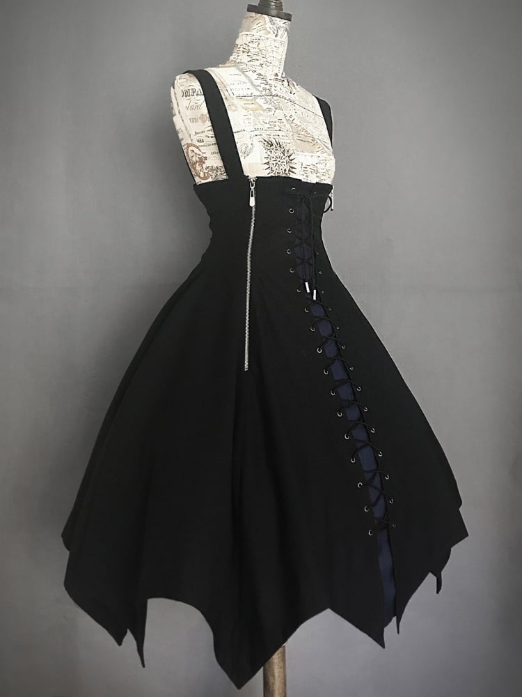 Plus Size High Waist Handkerchief Skirt Black Blue