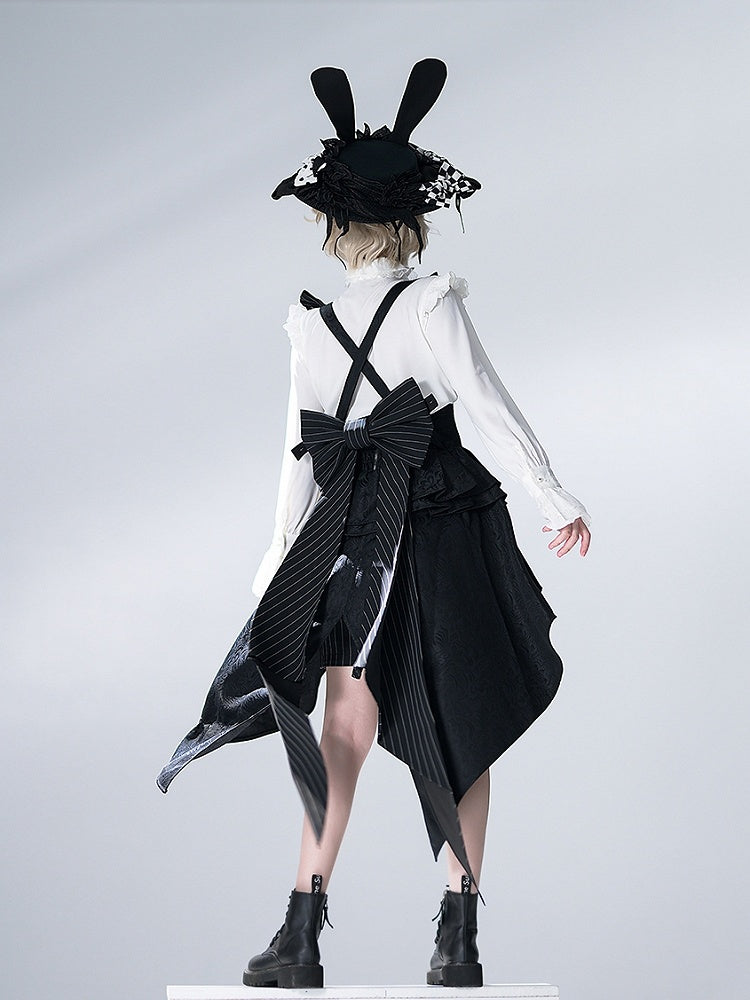 Theater White Fashion Sleeves Ruffle Shirt Ouji High Bunny Long Collar